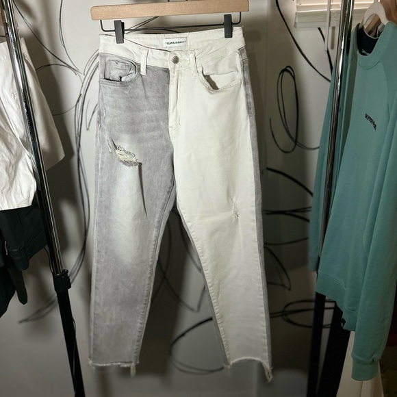 Flying Monkey White + Gray Invincible - Super High Rise Stretch Boyfriend Jeans - Picture 2 of 6